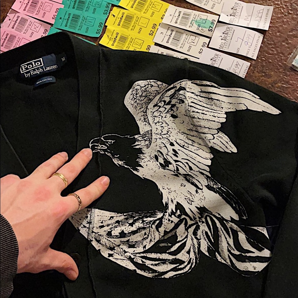 “SOLD” Vintage Polo Eagle Cardigan